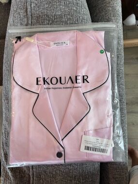 Women's Satin Pajama Set - Pink with Black Piping